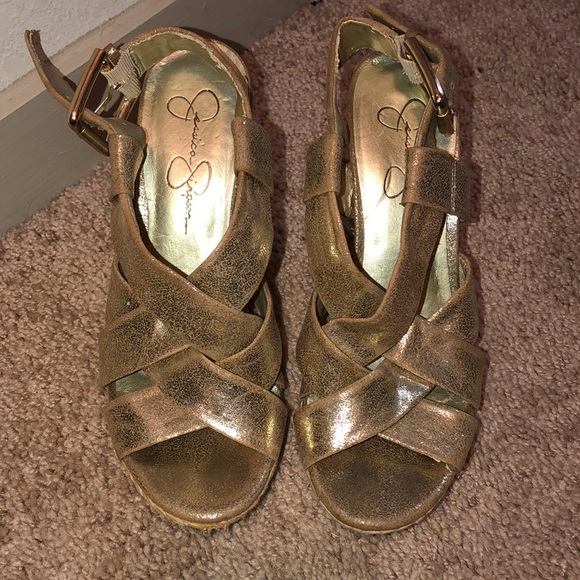 Jessica Simpson Shoes - Jessica Simpson Gold Wedge Heel